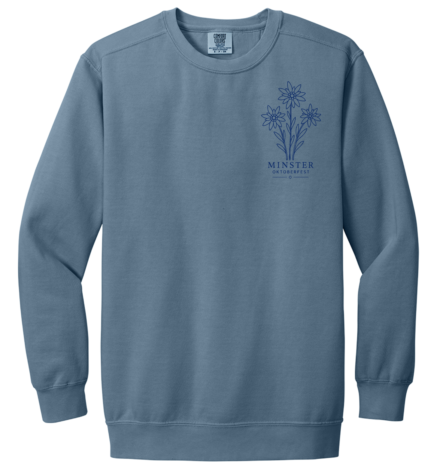 Adult Triple Edelweiss Crewneck (Blue) *Embroidered