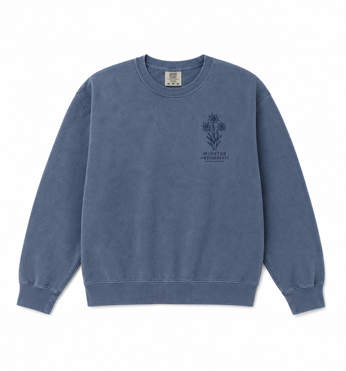 Triple Edelweiss Crewneck (Blue) *Embroidered